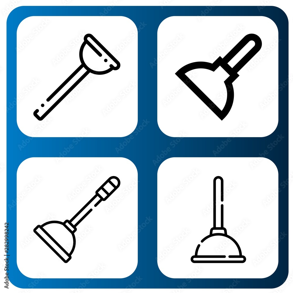 Set of unclog icons such as Plunger , unclog Set of unclog icons such as Plunger , unclog