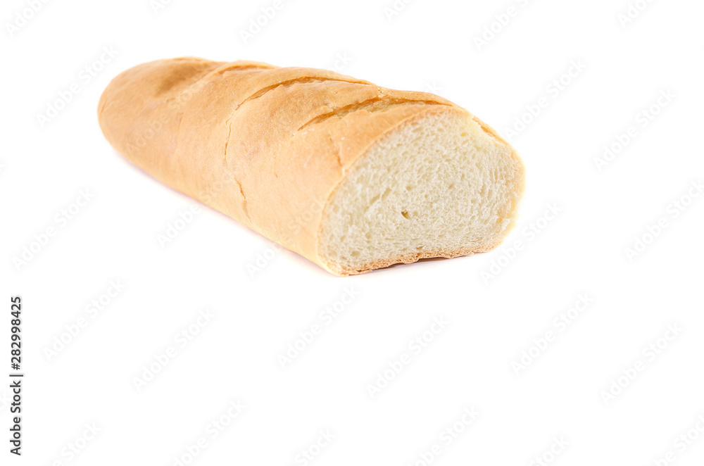 long loaf isolated on a white background. Delicious Ukrainian bread
