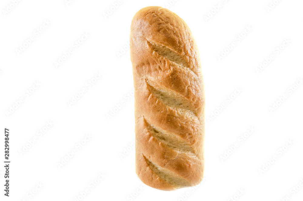 long loaf isolated on a white background. Delicious Ukrainian bread long loaf isolated on a white background. Delicious Ukrainian bread