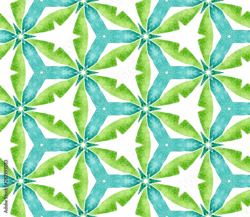 Blue green vintage seamless pattern. Hand drawn wa