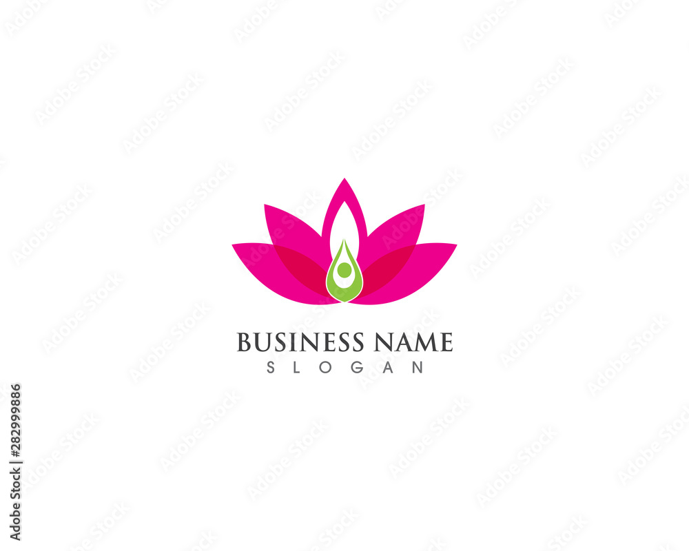 Lotus flower with spa and yoga logo template illustration