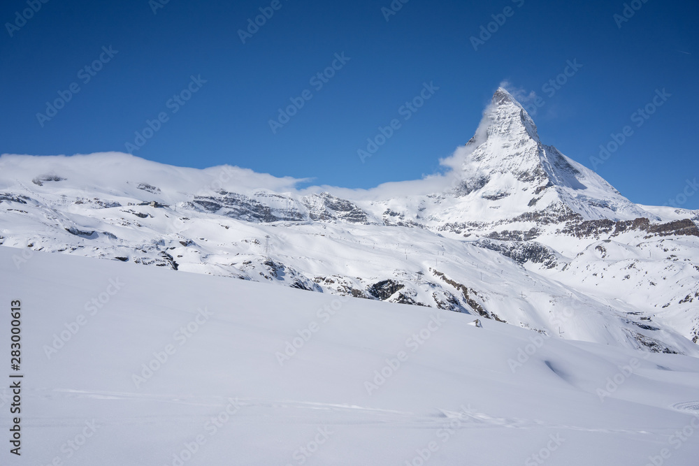 matterhorn snow mountain peak in Zermatt Switzerland