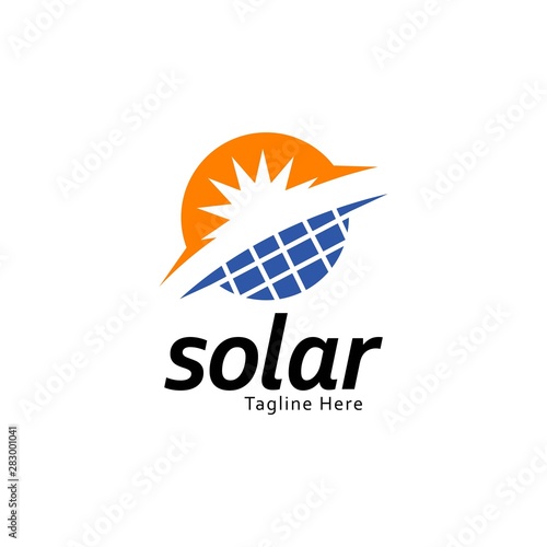 Solar with panel symbol logo design template