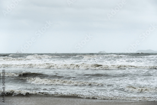 close up of dark waves in the bad weather, nature background