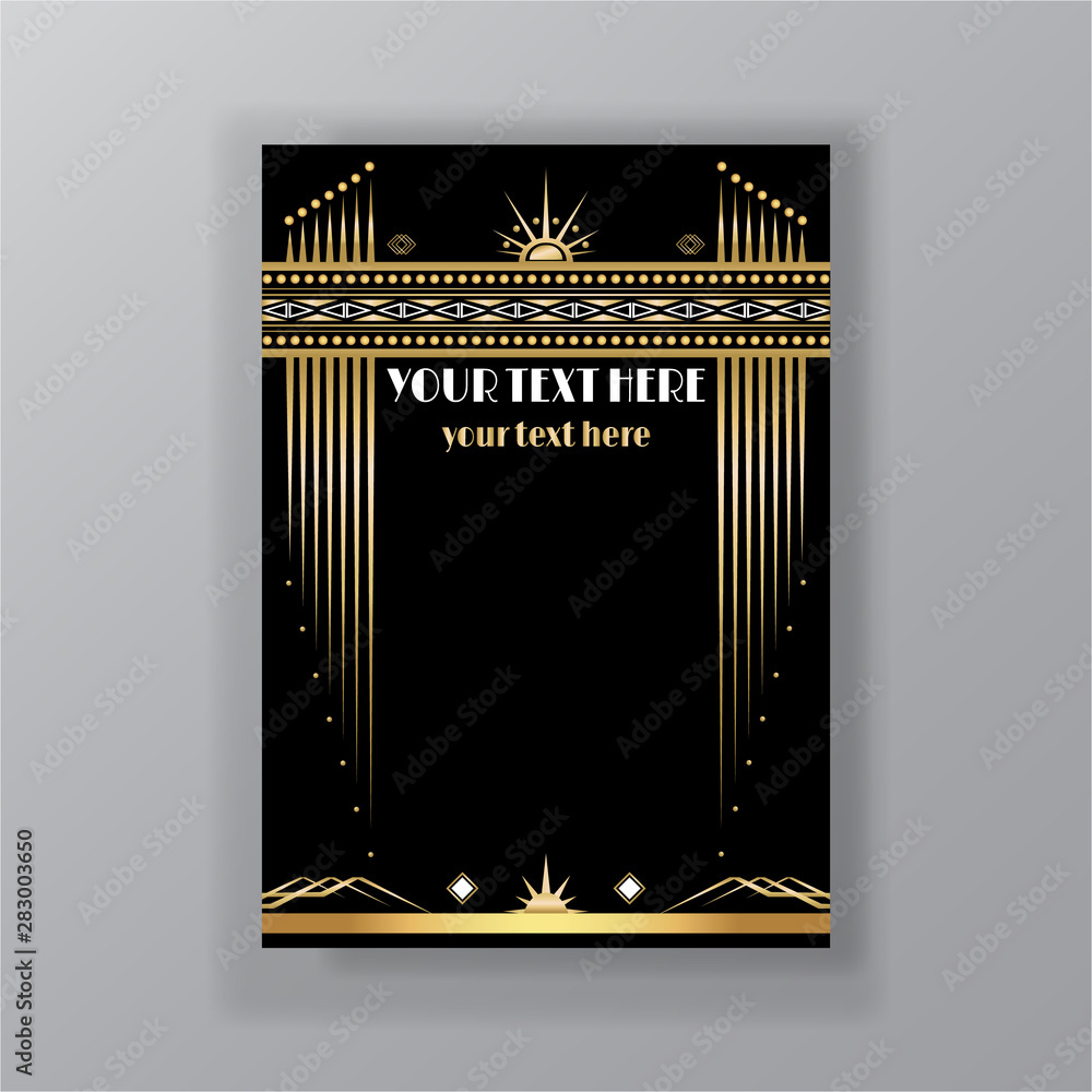 Art Deco page template, retro style for web and print, city and the ...