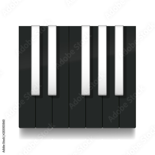 Reverse piano keys. One octave on a keyboard with inverse black and white keys. Illustration on white background. Vector.