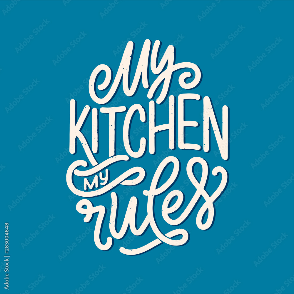 Plakat Vector card with hand drawn unique typography design element for greeting cards, decoration, prints and posters. Handwritten lettering quote about food and cooking.