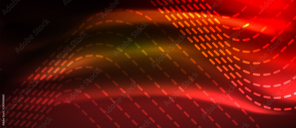 Fototapeta premium Neon square shapes lines on glowing light background