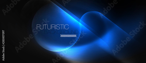 Neon glowing techno lines, hi-tech futuristic abstract background template