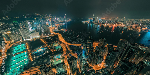 Canvas Print Panorama aerial view cityscape of Central District in Hong Kong