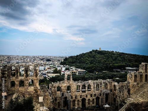 streets and buildings in athens, greece - acropolis