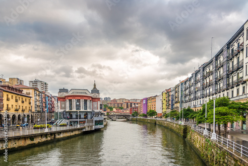 View at the embankment of Nervion river in Bilbao - Spain