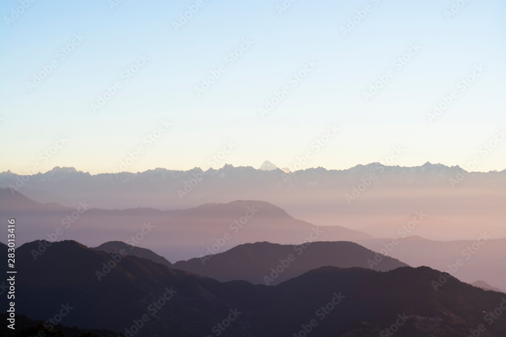 Mountain ranges against sky at morning, landscape photography