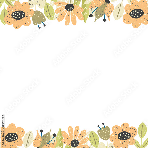 Floral borders template. Background with place for your text