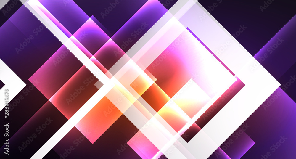 Neon shiny color squares on black, modern template Neon shiny color squares on black, modern template
