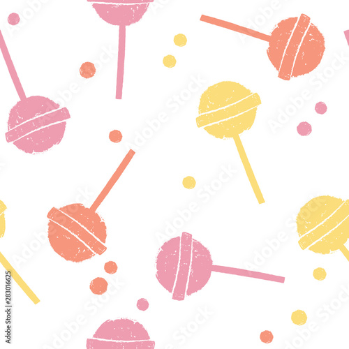 Multicolored rainbow lollipops vector seamless pattern on white backround