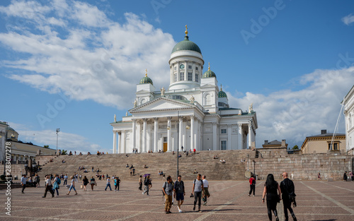 Wallpaper Mural Beautiful Architecture of Helsinki Cathedral and monument to Russian Emperor Alexander II in the Old Town of Helsinki, Finland on the Senate Square