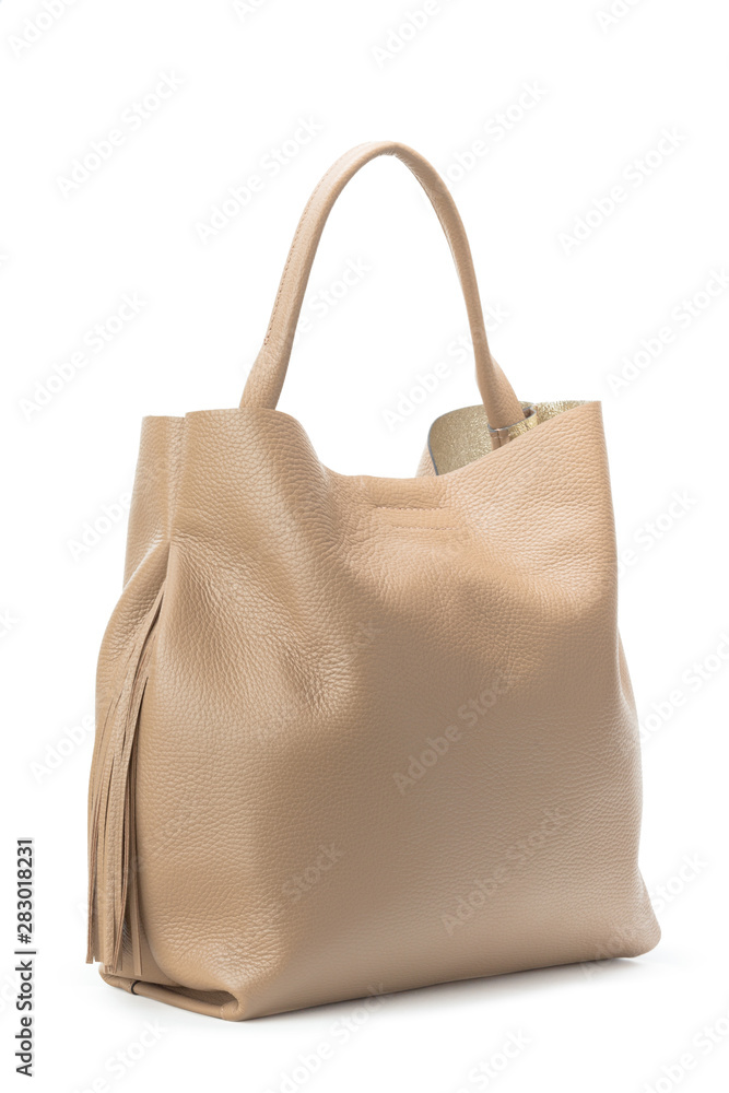 Capacious female purse handbag over a white background Capacious female purse handbag over a white background