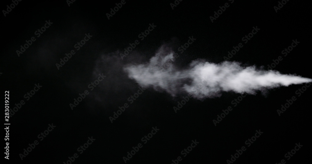 White smoke trail isolated on black background. White smoke trail isolated on black background.