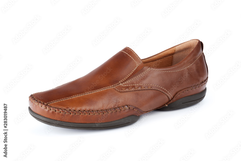 Casual male leather shoes isolated on white background