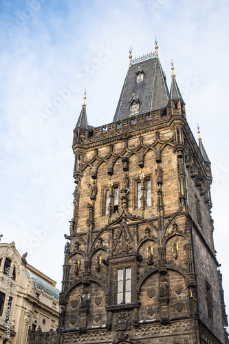 The Powder Tower or Powder Gate - medieval gothic city gate in Prague, Czech Republic