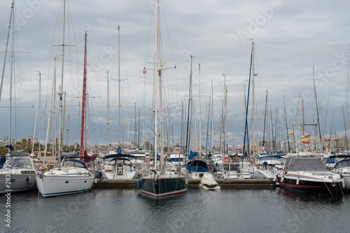 Yachts in the port of Torrevieja. Cloudy day, september 2018. Costa Blanca. Province of Alicante. Spain © Alex Kiriuchkov