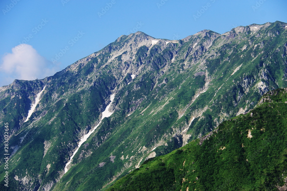 北アルプス笠ヶ岳への道 縦走路から抜戸岳を望む 北アルプス笠ヶ岳への道 縦走路から抜戸岳を望む