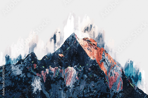 Abstract painting of colorful mountains, Digital painting