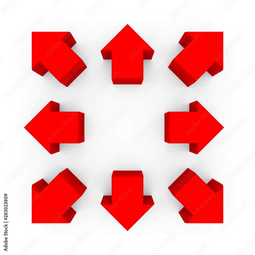 Red Arrows 3D Illustration Set. Modern Design for branding, poster, cover, economics and infographics. Red Arrows 3D Illustration Set. Modern Design for branding, poster, cover, economics and infographics.