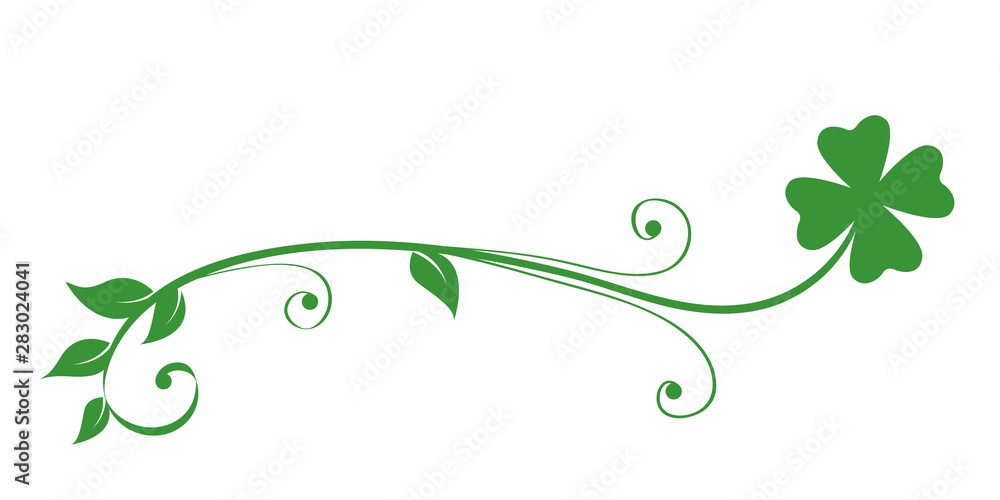 green tendril clover isolated on white background vector illustration EPS10 - obrazy, fototapety, plakaty 