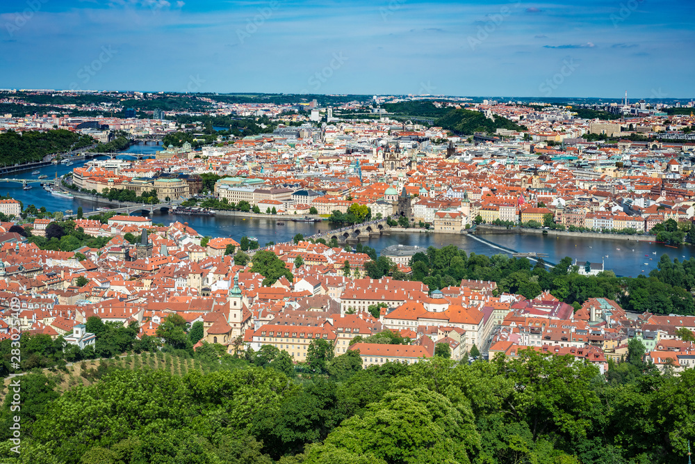 The Vltava river running through Prague, Czech Republic.