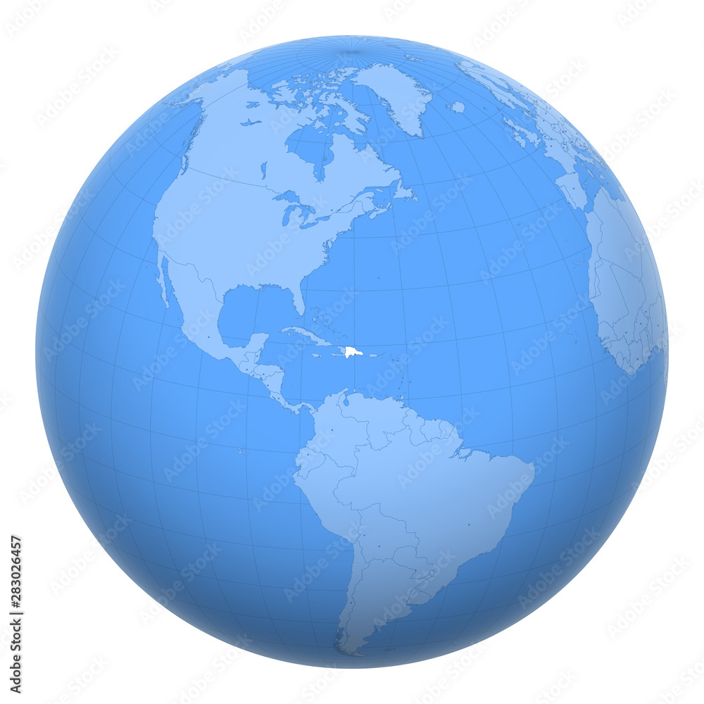 Dominican Republic on the globe. Earth centered at the location of Dominican Republic. Map of Dominican Republic. Includes layer with capital cities. Dominican Republic on the globe. Earth centered at the location of Dominican Republic. Map of Dominican Republic. Includes layer with capital cities.
