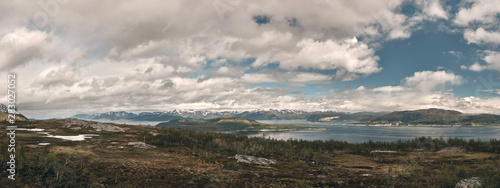 wide Norwegian tundra landscape with fjords from alta