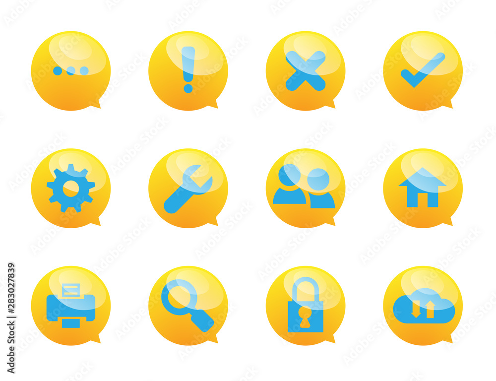speech bubble and system services icons speech bubble and system services icons