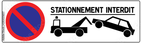 Panneau routier en France : station interdit avec mise en fourrière 