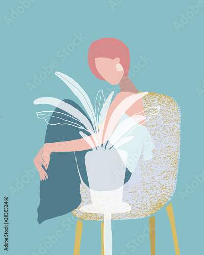Vector Illustration Of A Woman In Her Dreams