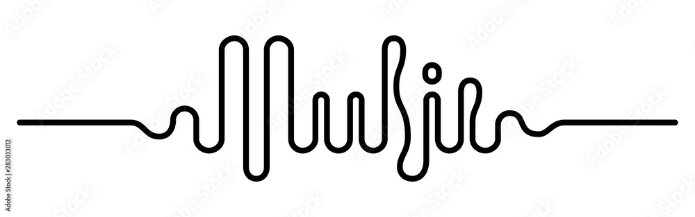 Sound wave in the form of the word Music. Vector lettering Sound wave in the form of the word Music. Vector lettering