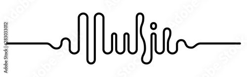 Sound wave in the form of the word Music. Vector lettering