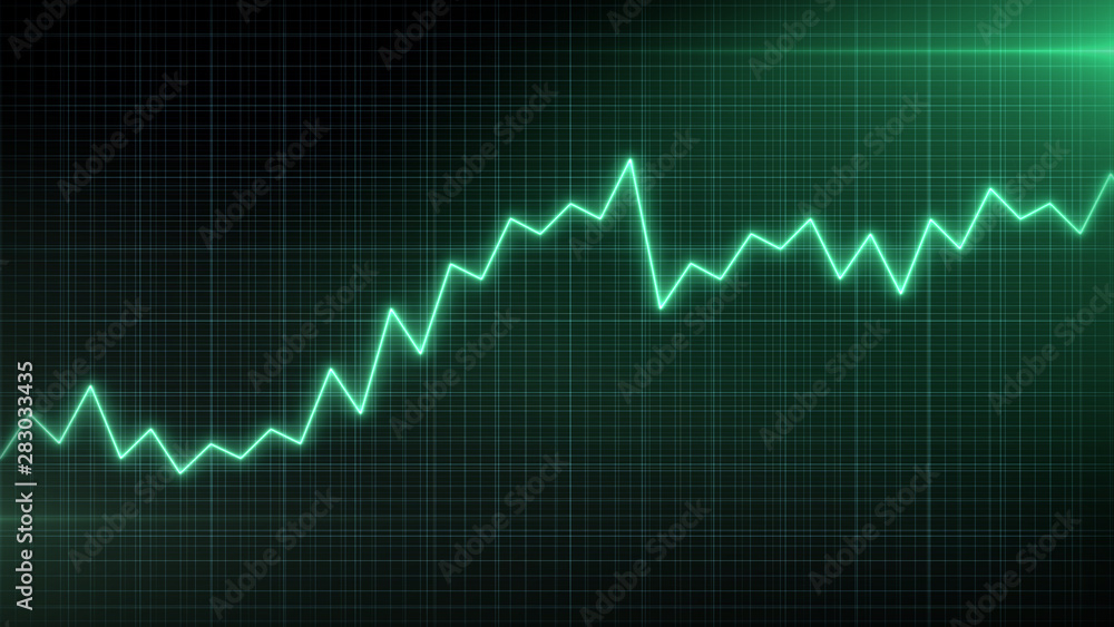Business green graph chart of stock market investment trading profit and loss. Financial chart with up trend line graph stock future trading