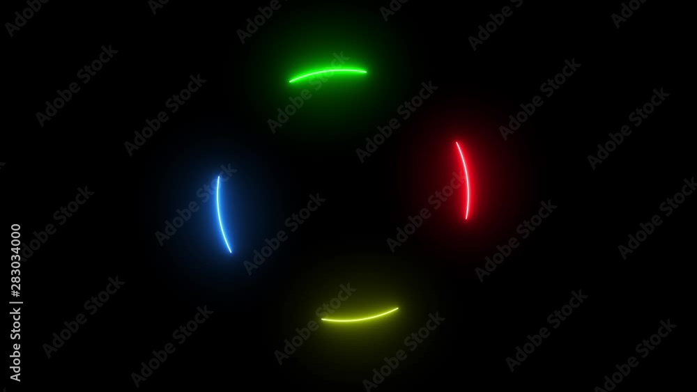 Neon colorful swirling rounds. Abstract creative HUD with neon, glowing light. Neon colorful swirling rounds. Abstract creative HUD with neon, glowing light.