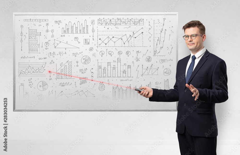 Professor with laser pointer teaching geometry Professor with laser pointer teaching geometry