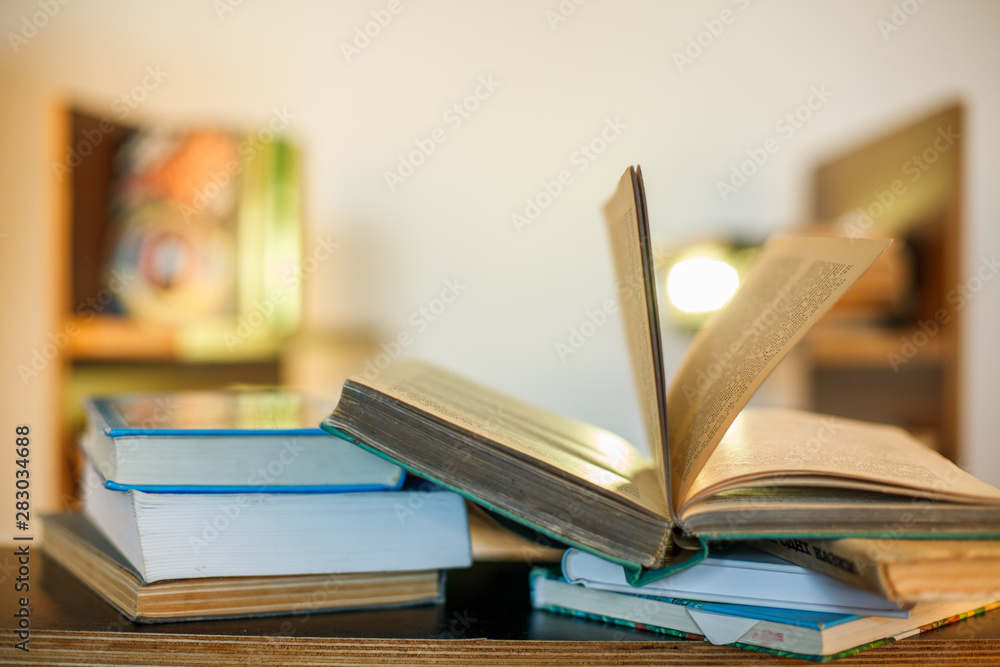 Education concept. Stack of books on table. Education concept. Stack of books on table.