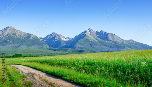 High Tatras, Slovakia. Scenic landscape of a mountain range on a summer day.