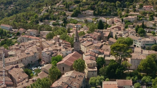Aerial shot of Bargemon, small village in south of France in the Provence-Alpes-Côte d'Azur district photo