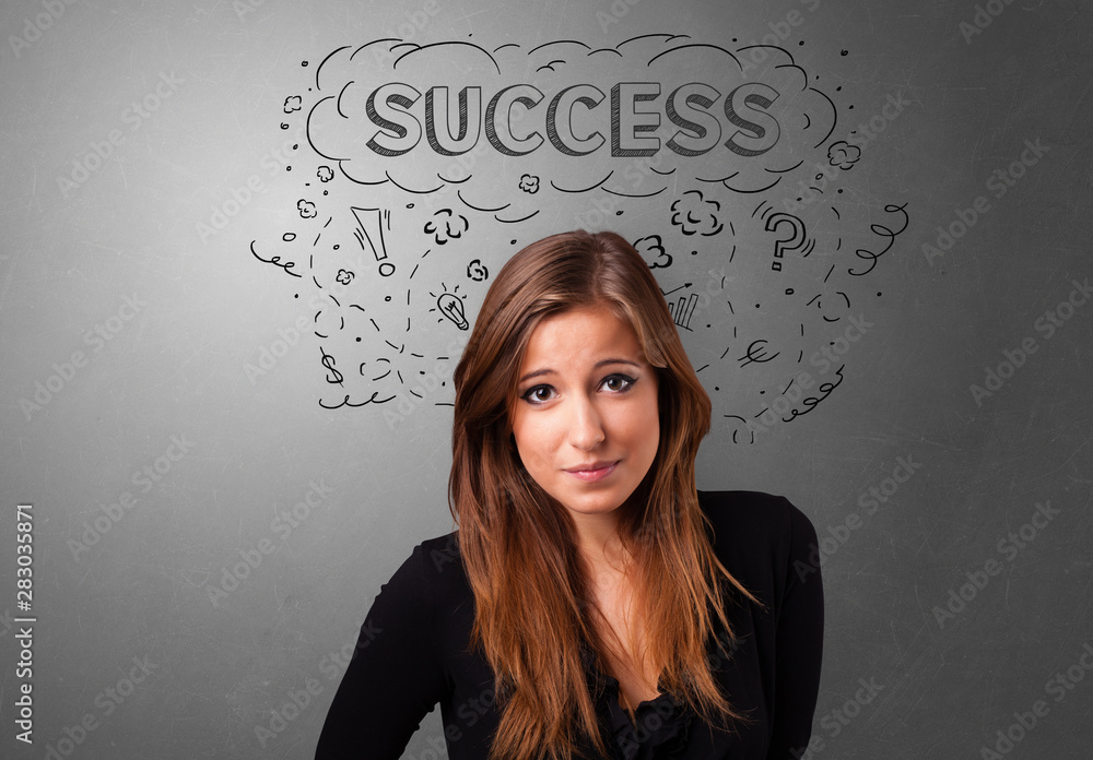 Young pretty person looking forward to success Young pretty person looking forward to success