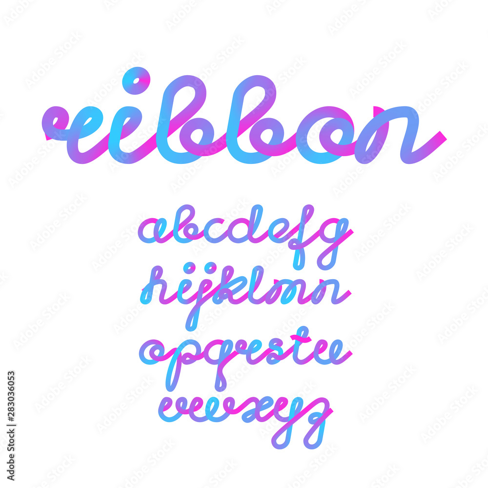 Ribbon handwritten font vector illustration