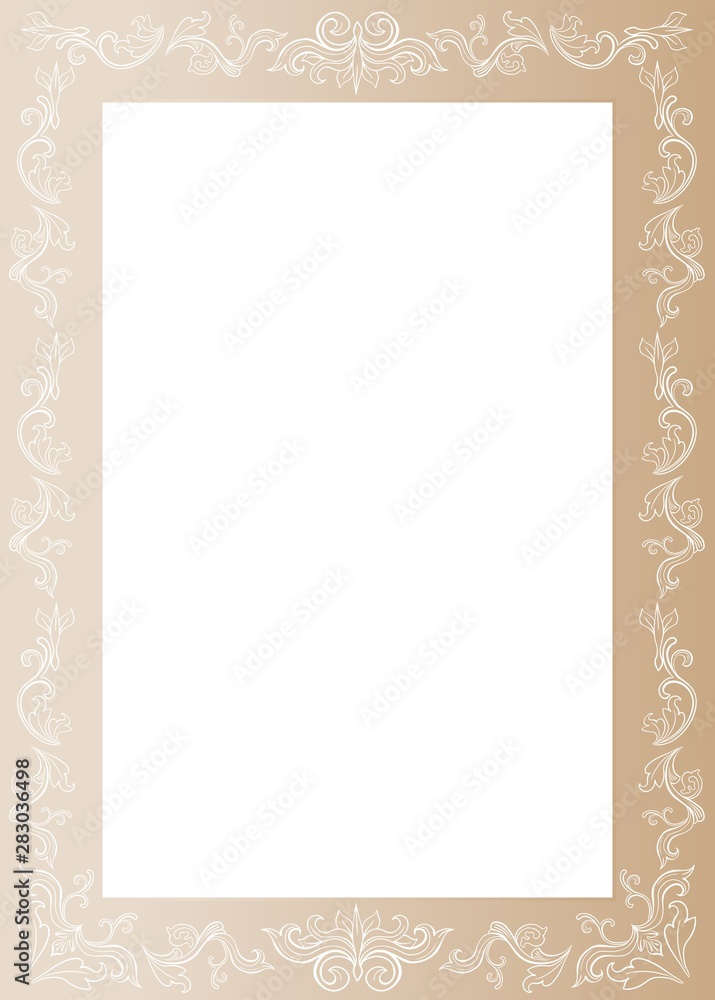 Elegant floral frame vector illustration. Artistic vertical ornate border with copyspace. Stylish invitation, greeting card, postcard floral design element. Fashionable rectangular filigree ornament