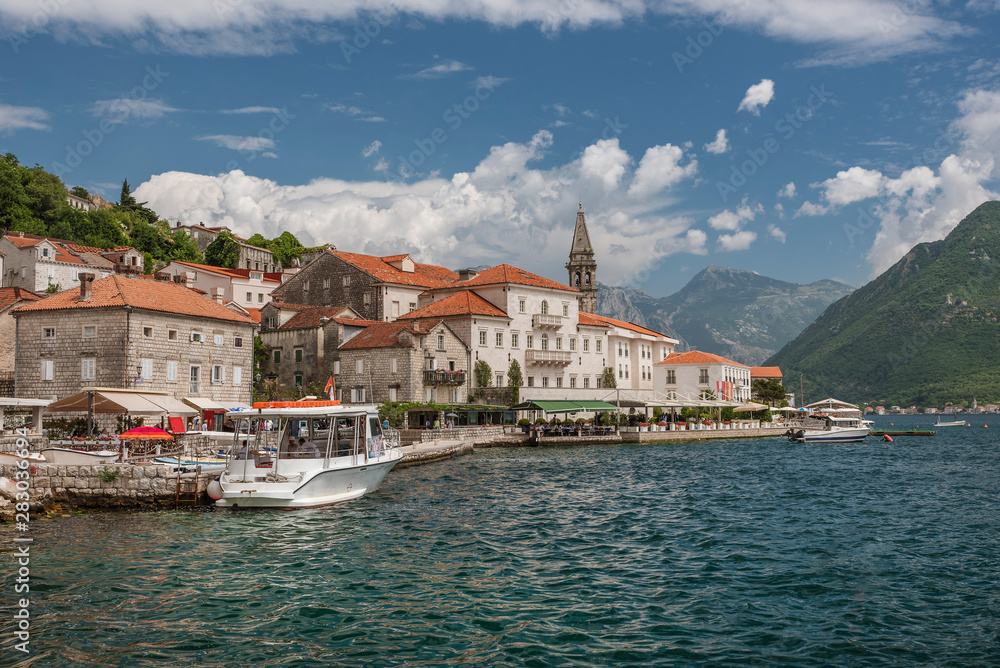 View on the town Perast in Kotor Bay, Montenegro