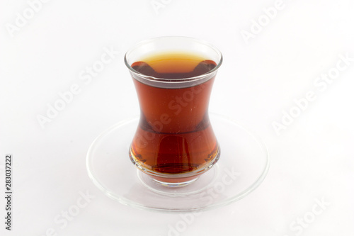 glass of Turkish tea isolated on white