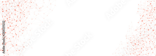 Global social communication horizontal banner with polygon network mesh.